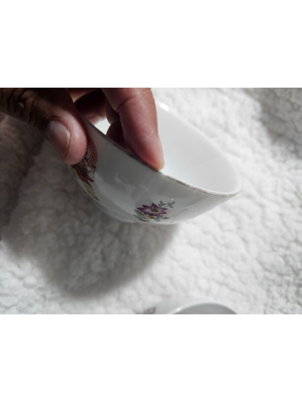 (4pc) Vintage Chinese Cathay Rice Bowls Porcelain Floral Figural Asian Design - Picture 8 of 16